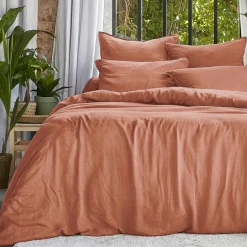 Housse de couette lyocell Tencel™ lavé (260 x 240 cm) Olivia Terracotta
