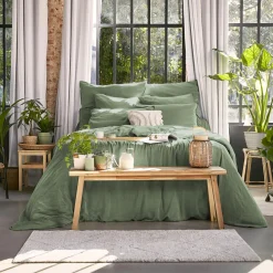 Housse de couette lyocell Tencel™ lavé (280 x 240 cm) Olivia Vert romarin