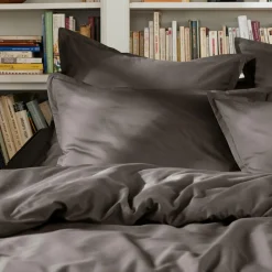 Housse de couette percale de coton (280 x 240 cm) Cali Gris anthracite