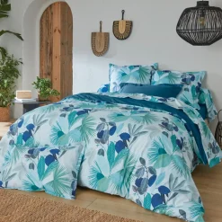 Housse de couette percale de coton (200 x 200 cm) Moorea Bleue