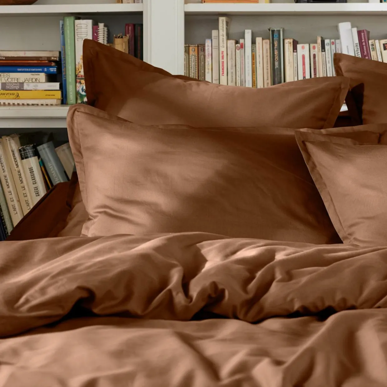 Housse de couette percale de coton (280 x 240 cm) Cali Marron chocolat