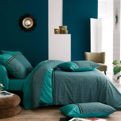 Housse de couette percale de coton (240 x 220 cm) Gustav Vert émeraude
