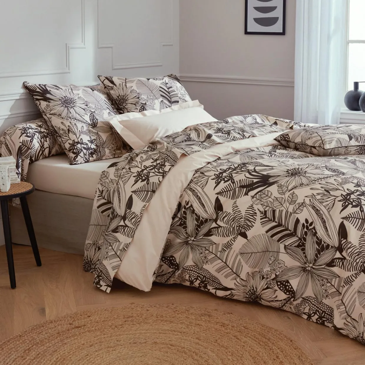 Housse de couette percale de coton (240 x 220 cm) Alba Noire