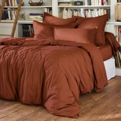 Housse de couette percale de coton (280 x 240 cm) Cali Terracotta