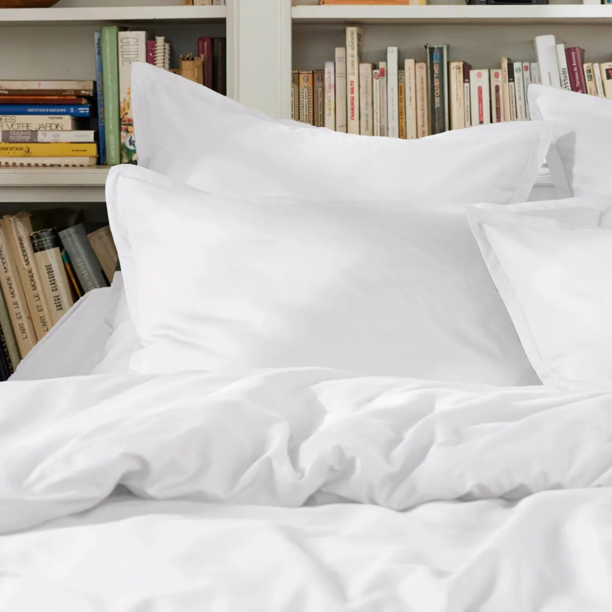 Housse de couette percale de coton (260 x 240 cm) Cali Blanche