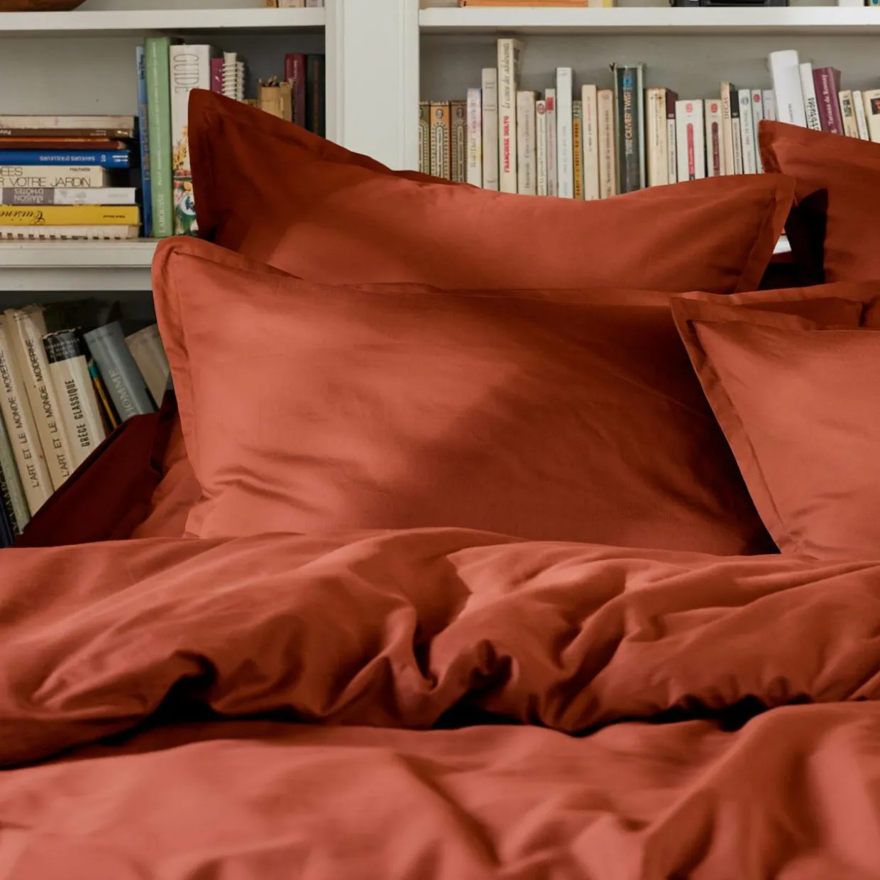 Housse de couette percale de coton (140 x 200 cm) Cali Terracotta