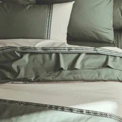 Housse de couette percale de coton (260 x 240 cm) Noa Vert kaki