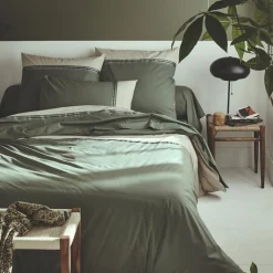 Housse de couette percale de coton (300 x 240 cm) Noa Vert kaki