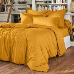 Housse de couette percale de coton (200 x 200 cm) Cali Jaune moutarde