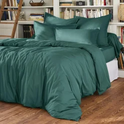 Housse de couette percale de coton (280 x 240 cm) Cali Bleu canard