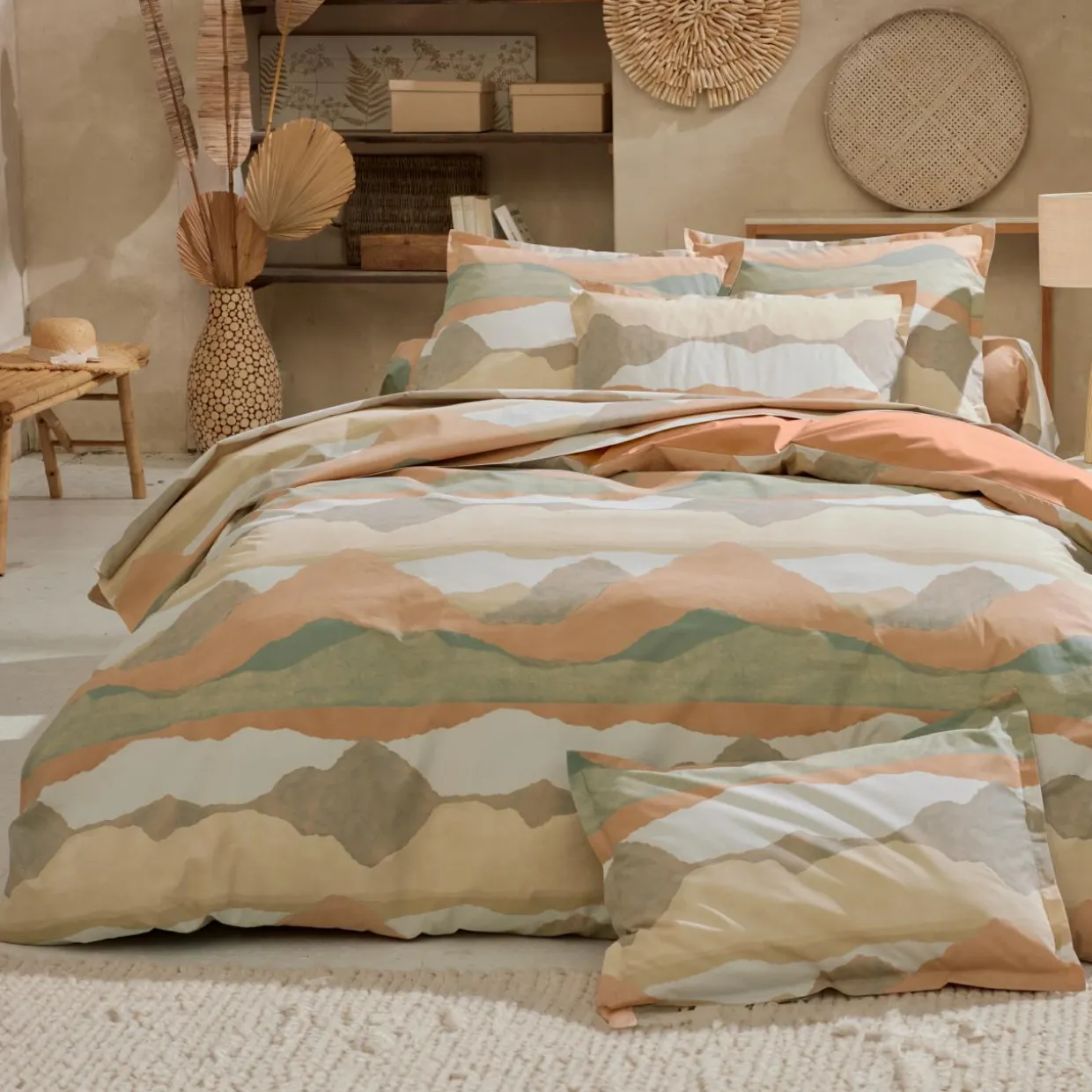 Housse de couette percale de coton (140 x 200 cm) Land Beige Craie