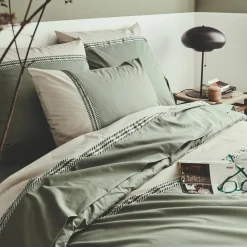Housse de couette percale de coton (240 x 220 cm) Noa Vert kaki