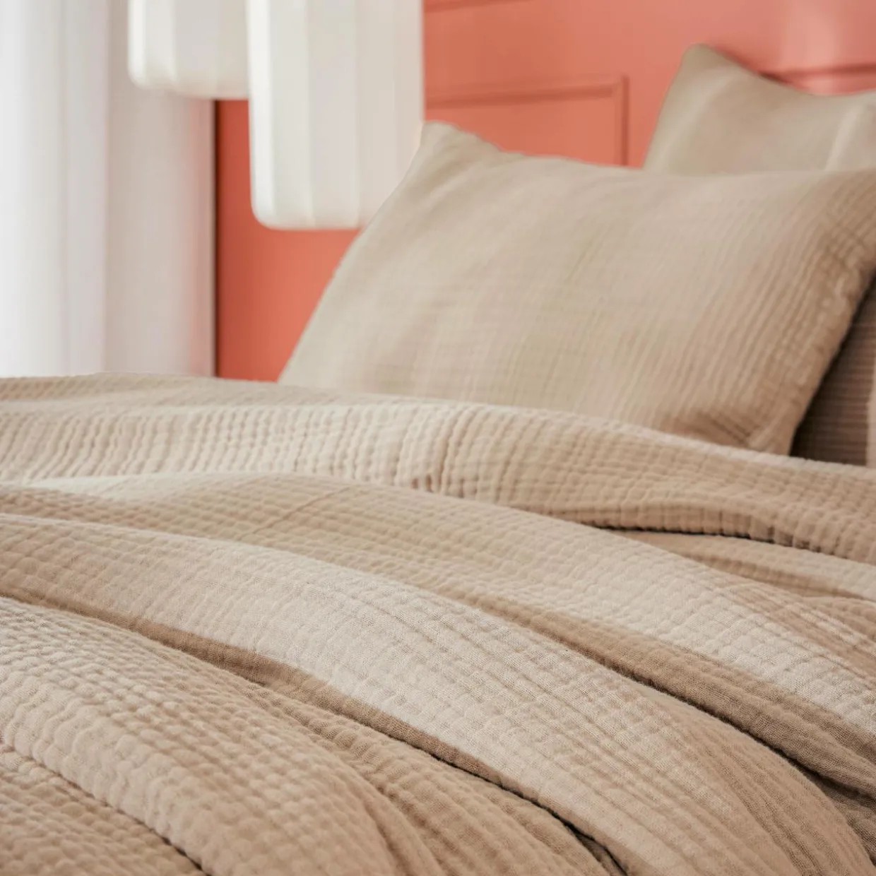 Housse de couette quadruple gaze de coton (240 x 220 cm) Victoria x Gaïa Ficelle