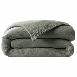 Housse de couette quadruple gaze de coton (200 x 200 cm) Victoria x Gaïa Vert romarin