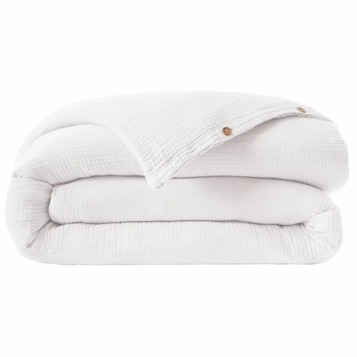 Housse de couette quadruple gaze de coton (280 x 240 cm) Victoria x Gaïa Blanc chantilly