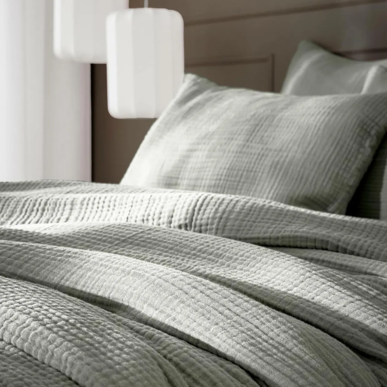 Housse de couette quadruple gaze de coton (280 x 240 cm) Victoria x Gaïa Vert romarin