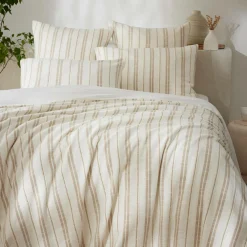 Housse de couette réversible coton texturé et percale (260 x 240 cm) Alice Ficelle