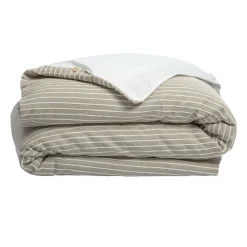 Housse de couette réversible coton texturé et percale (240 x 220 cm) Alice Ecru