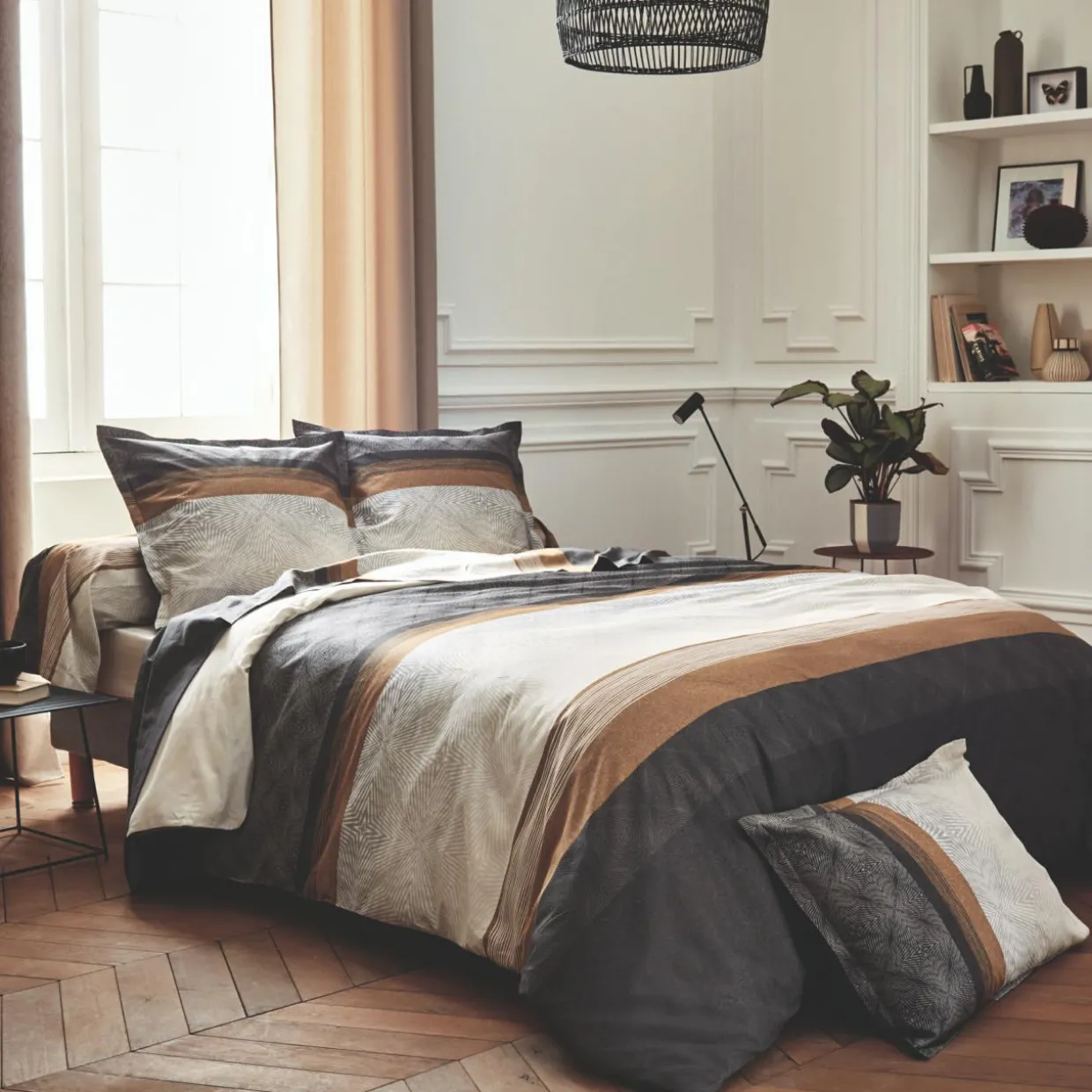 Housse de couette satin de coton (280 x 240 cm) Tiago Noire
