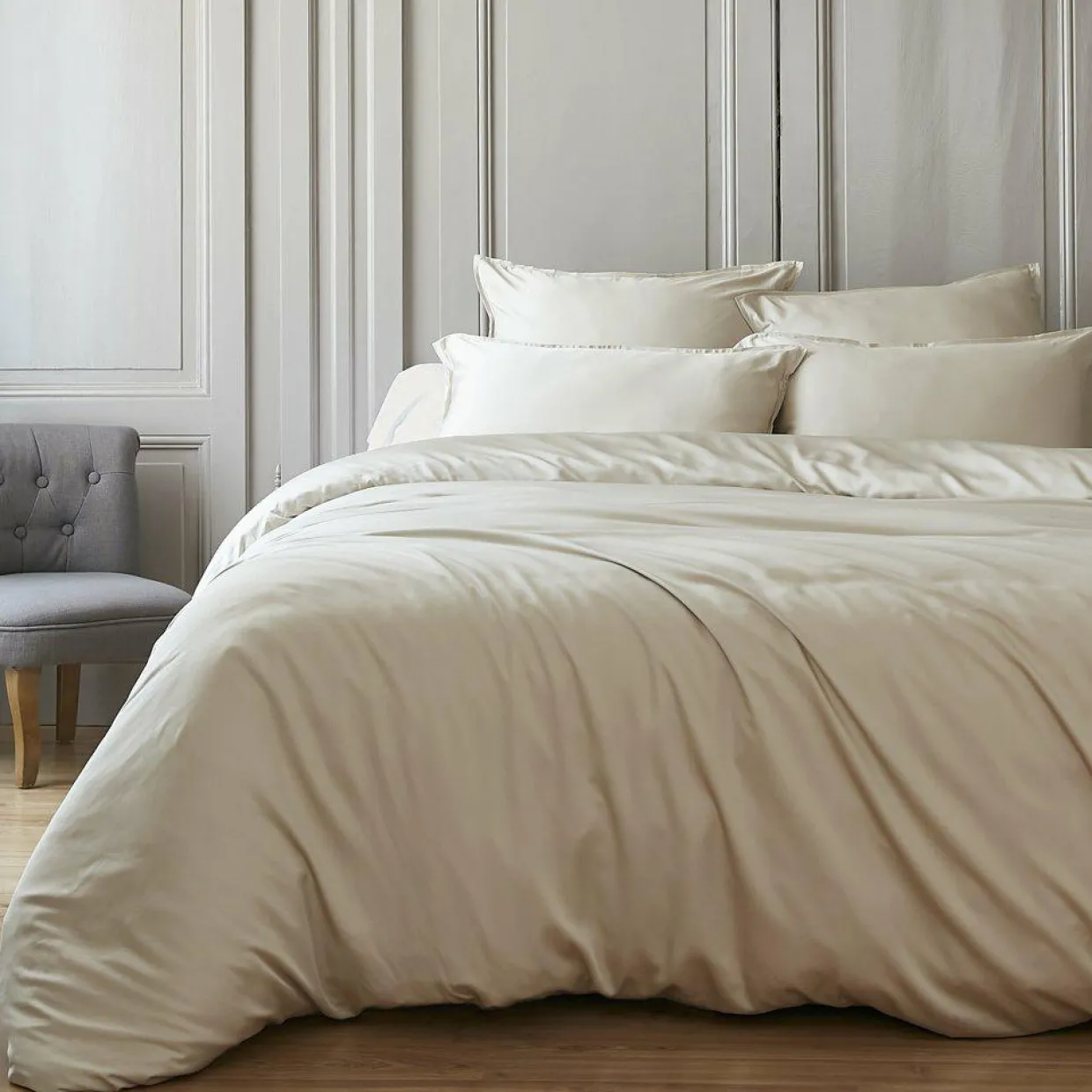 Housse de couette satin de bambou (280 x 240 cm) Sienna Beige