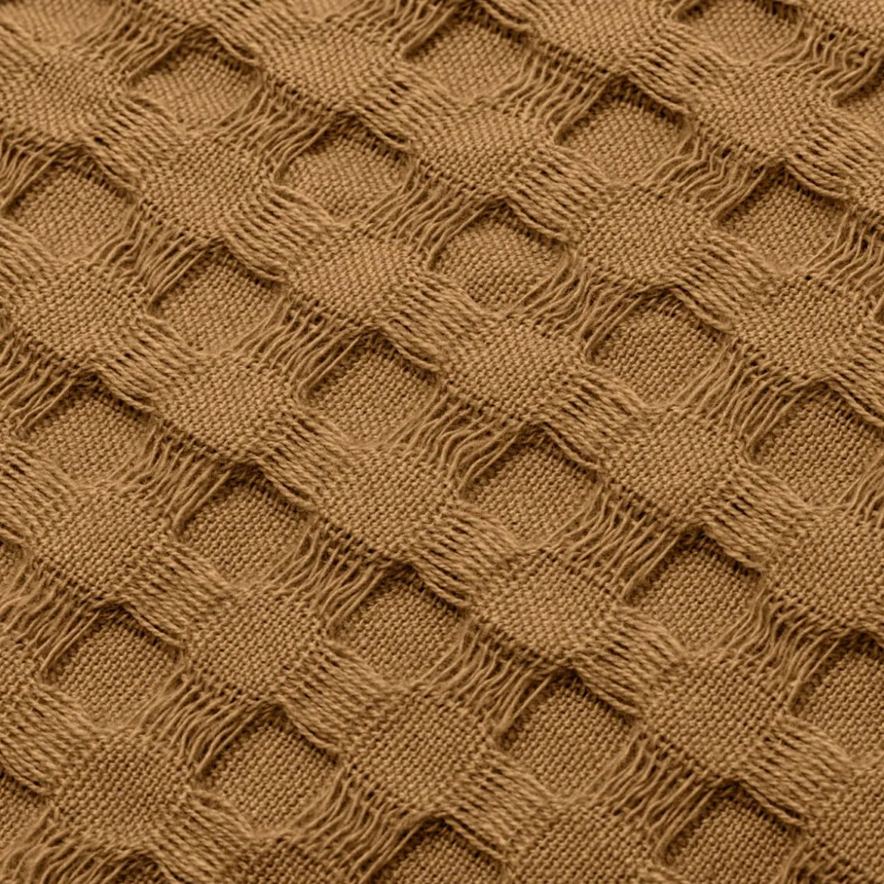 Housse de coussin carrée coton nid d'abeille (40 x 40 cm) Maya Camel