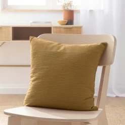 Housse de coussin carrée coton tissé (40 x 40 cm) Léa Camel