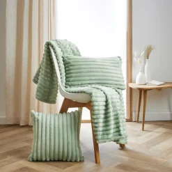 Housse de coussin carrée flanelle (40 x 40 cm) Dune Vert sauge