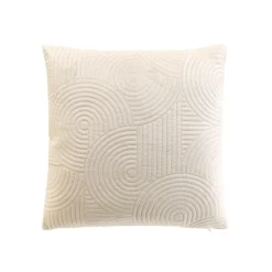 Housse de coussin carrée velours (40 x 40 cm) Circles Ecru