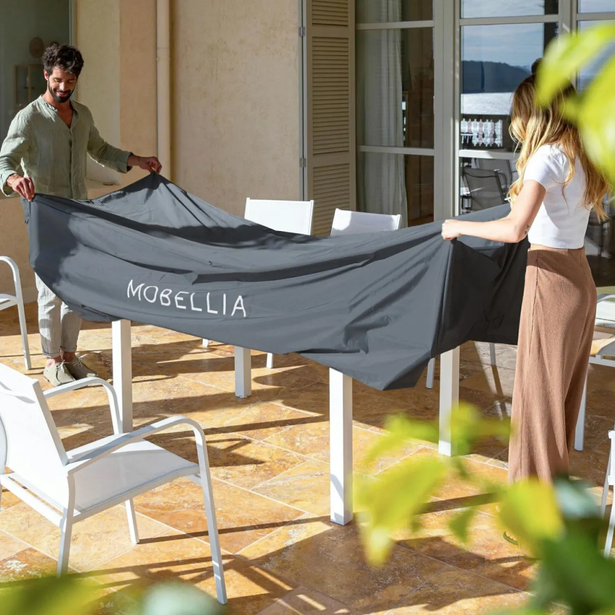 Housse de protection Imperméable pour Table rectangulaire (225 x 125 cm) Gris