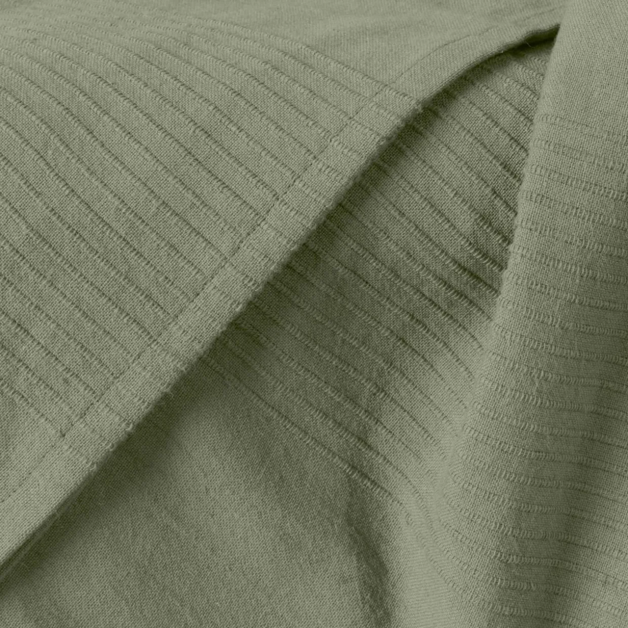 Jeté de lit coton tissé (130 x 160 cm) Léa Vert romarin