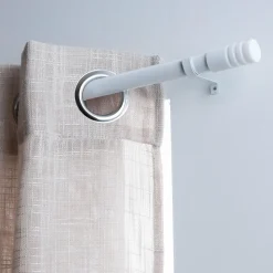Kit de tringle extensible (85 à 135 cm) Cylindre strié Blanc