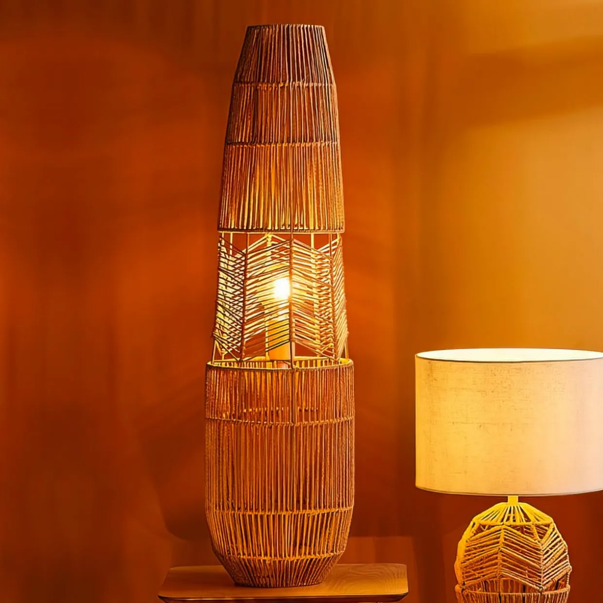 Lampadaire en cordes (H90 cm) Ajay Naturel
