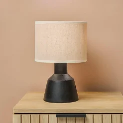Lampe à poser en ciment (H29 cm) Portland Noir et beige