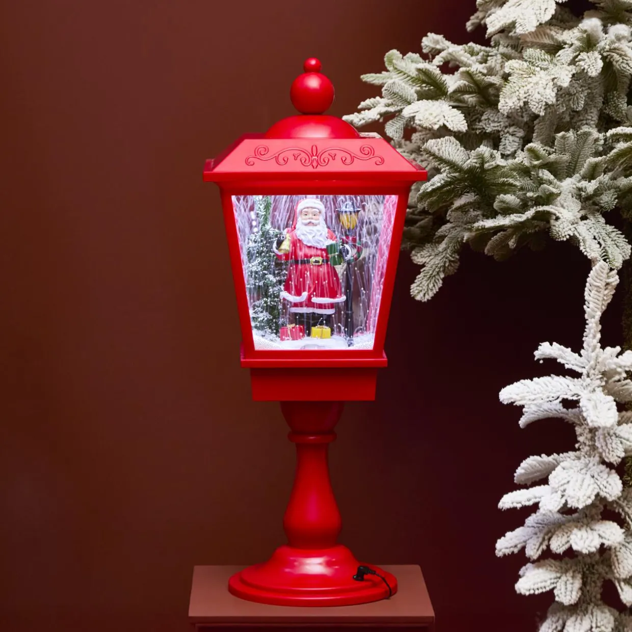Lanterne lumineuse 33 LED (H70 cm) Père Noël Blanc froid