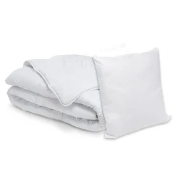 Lot Couette chaude anti-acariens (280 x 240 cm) + 2 Oreillers (60 x 60 cm) Comète Blanche