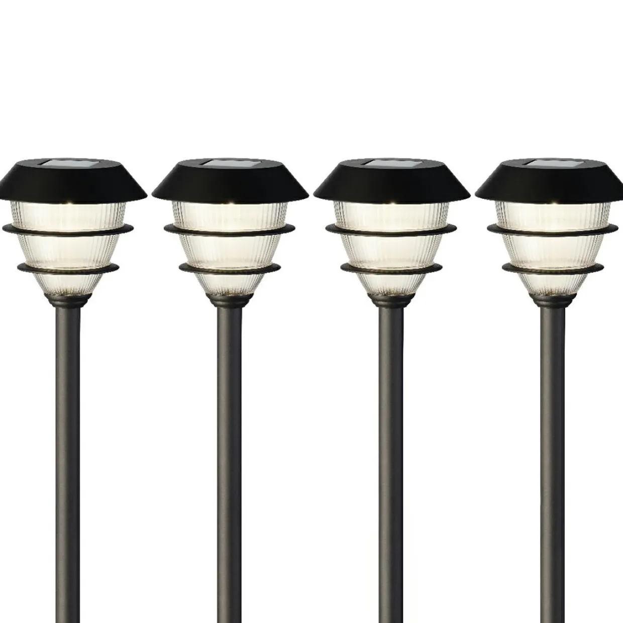 Lot de 4 bornes de jardin solaire LED (H30 cm) Garden Noir