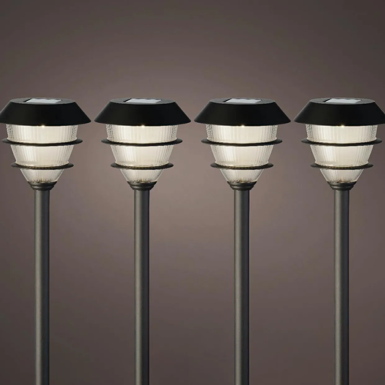 Lot de 4 bornes de jardin solaire LED (H30 cm) Garden Noir