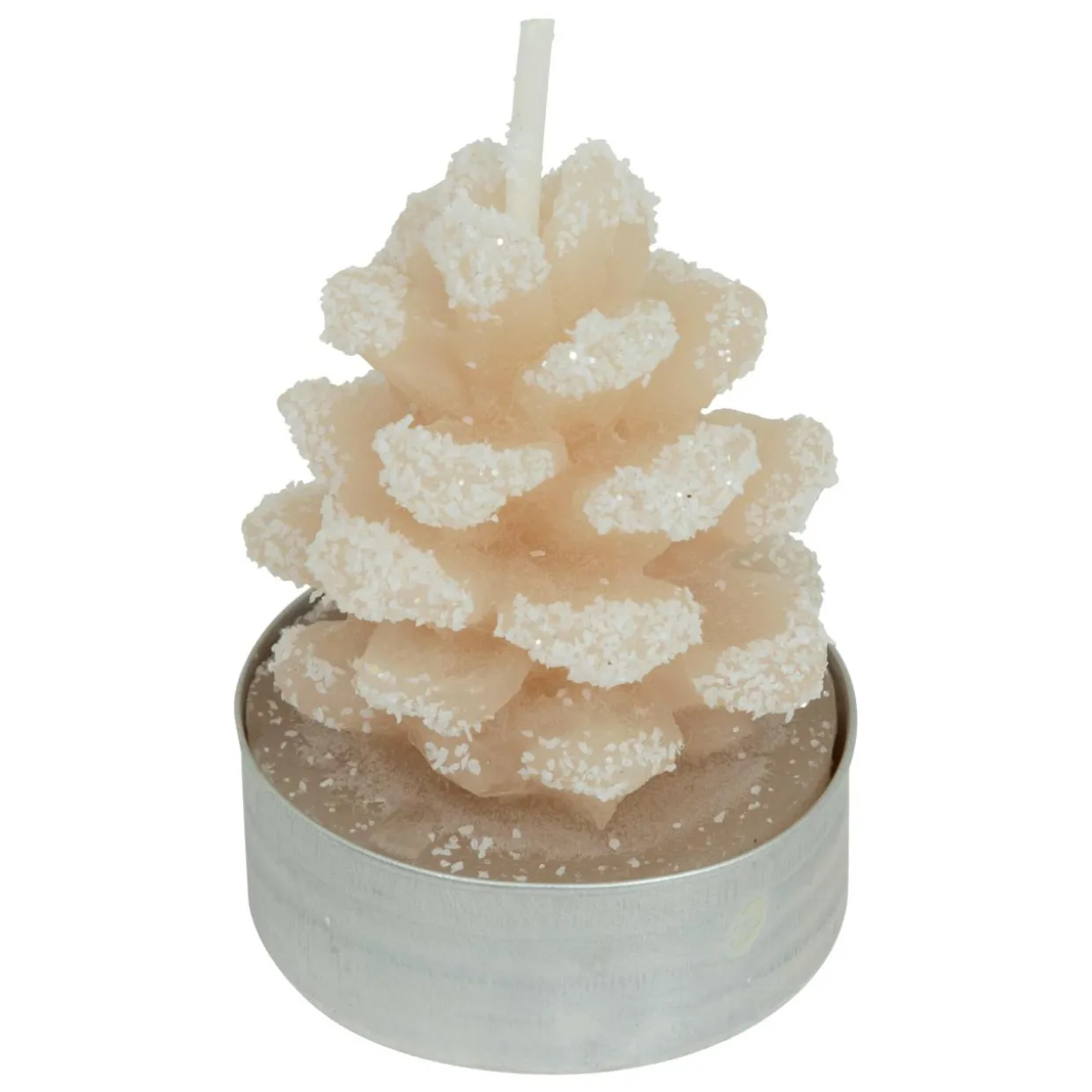 Lot de 4 bougies chauffe-plats Pomme de pain enneigée Beige