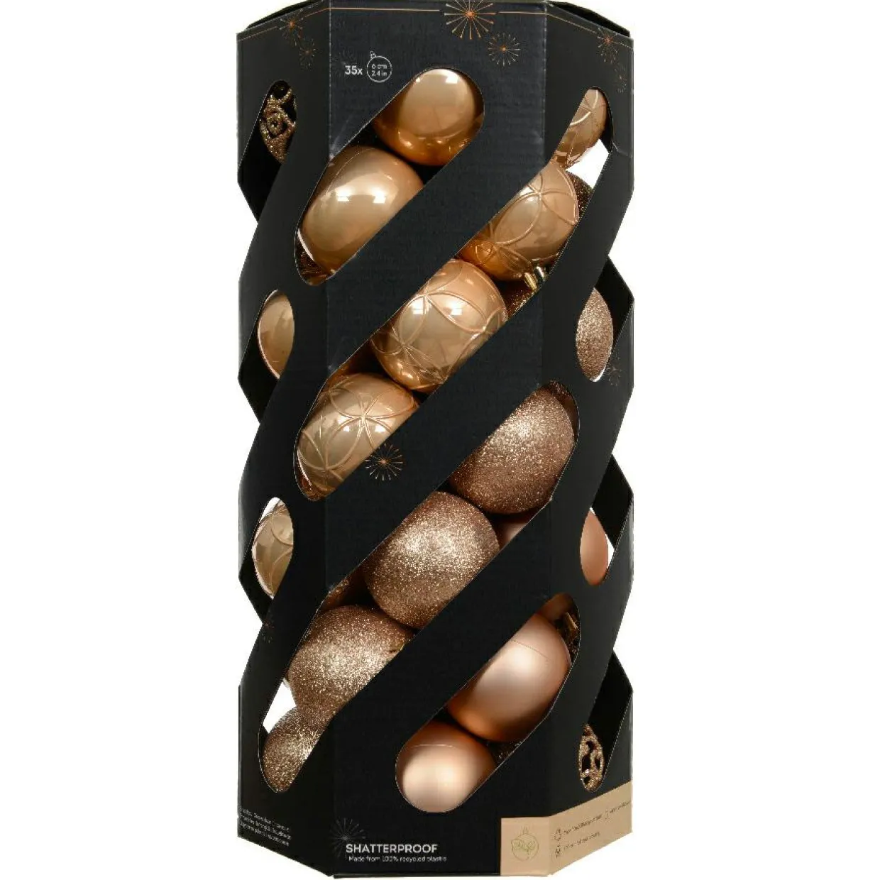 Lot de 35 boules de Noël (D60 mm) Aravis mix Pêche