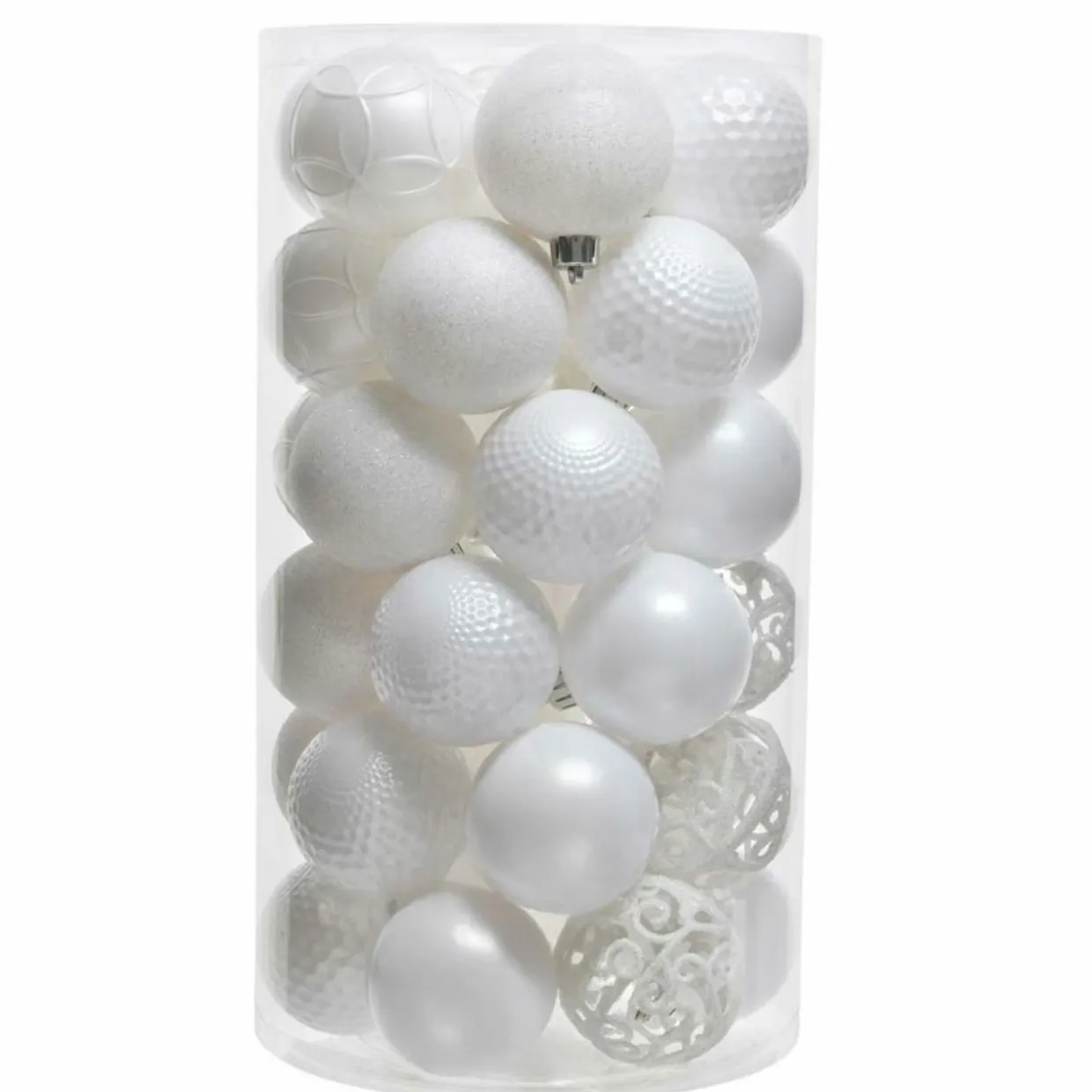 Lot de 37 boules de Noël (D60 mm) Alpine mix Blanc