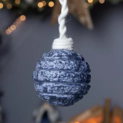 Lot de 3 boules de Noël (D80 mm) en verre Silva Bleu nuit