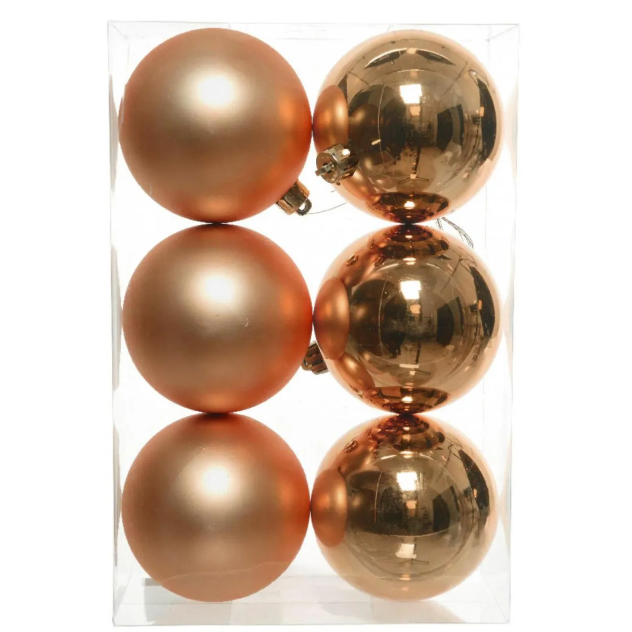 Lot de 6 boules de Noël (D80 mm) Aravis Cognac