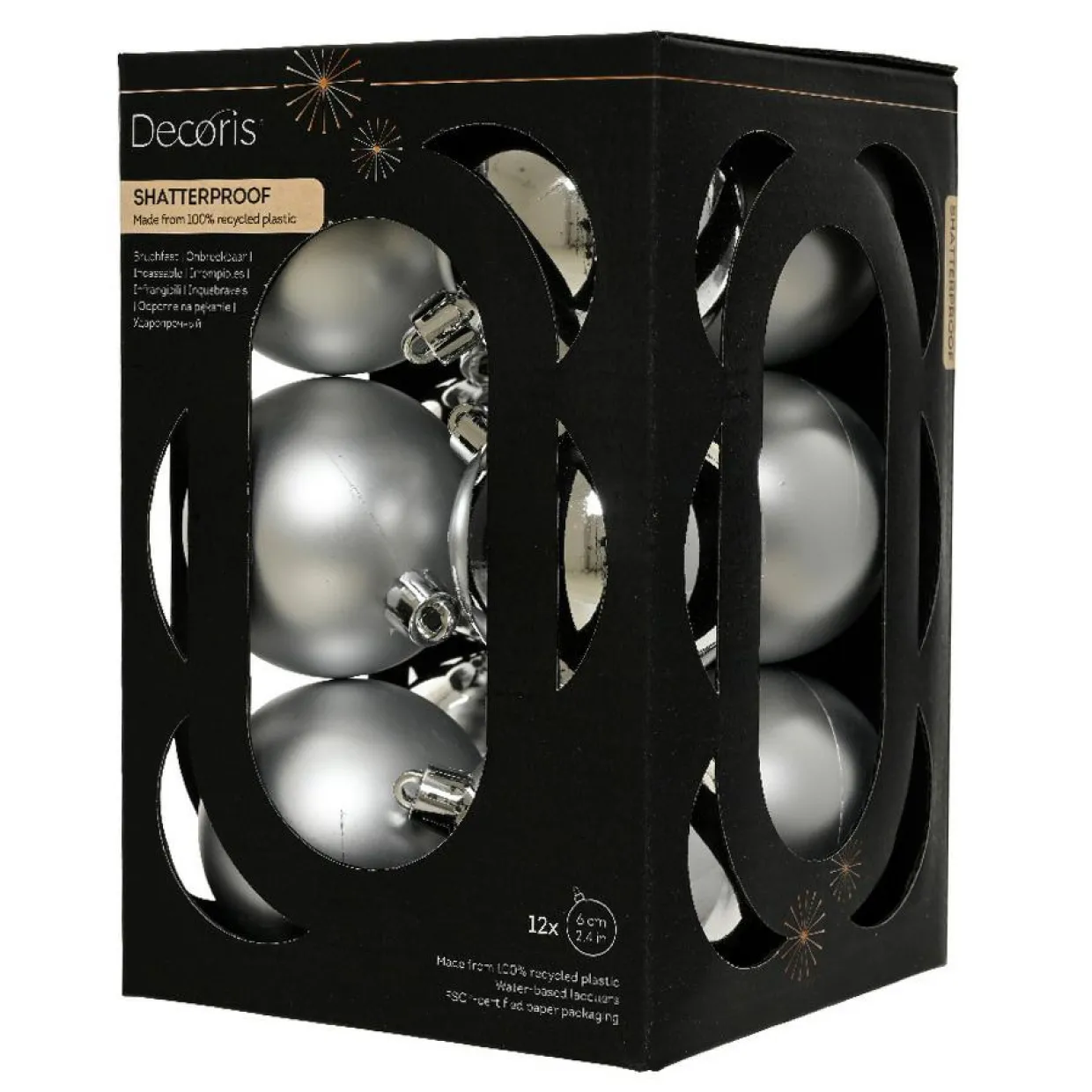 Lot de 12 boules de Noël (D60 mm) Aravis Argent
