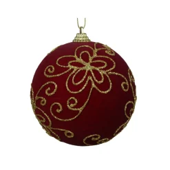 Lot de 12 boules de Noël (D100 mm) Château Bordeaux et or