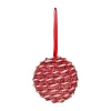 Lot de 6 boules de Noël (D80 mm) Rayé Fantaisie Rouge et blanc