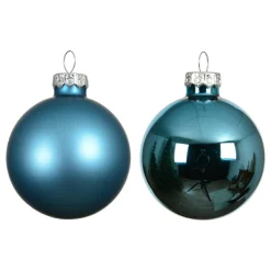 Lot de 6 boules de Noël en verre (D80 mm) Boréal Bleu pétillant