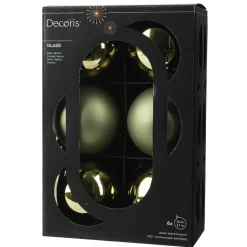 Lot de 6 boules de Noël en verre (D80 mm) Boréal Vert romarin
