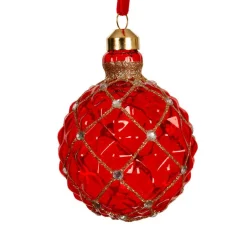 Lot de 3 boules de Noël en verre (D80 mm) Carrat Rouge