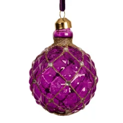 Lot de 3 boules de Noël en verre (D80 mm) Carrat Violet