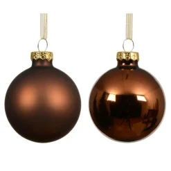 Lot de 6 boules de Noël en verre (D80 mm) Boréal Brun café
